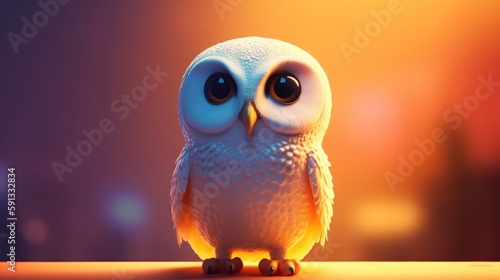 Cute baby owl. Created with Generative AI.	
 photo