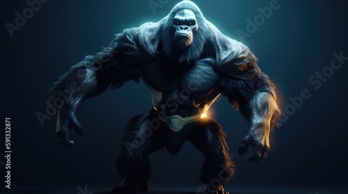 superhero gorilla. Created with Generative AI. © lchumpitaz