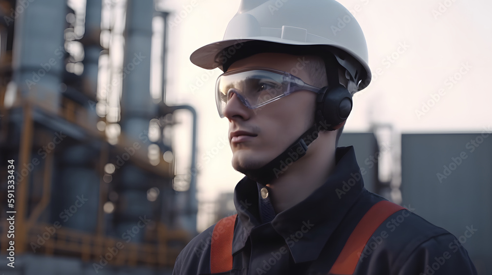 Empowered worker in industry with vision of the future Empowered worker in industry with vision of the future