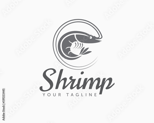 circle mustache prawn shrimp abstract logo icon symbol design template illustration inspiration