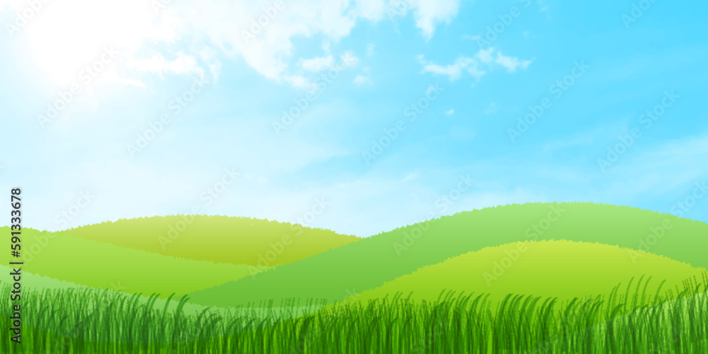 Obraz premium 空 草原 風景 背景