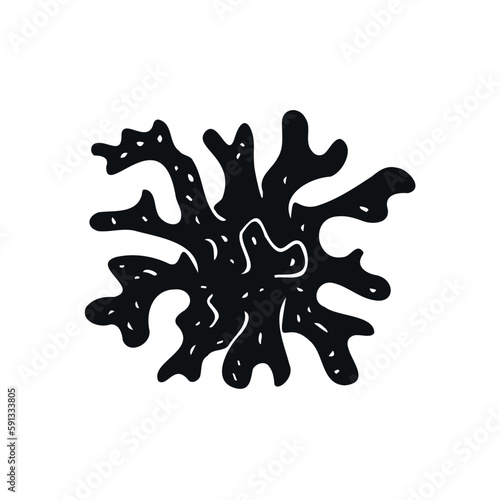 Vector hand drawn doodle sketch black coral isolated on white background