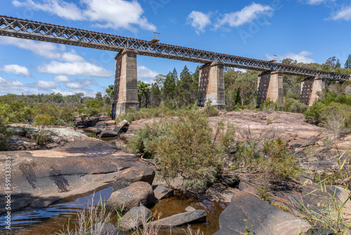 Heritage-listed Quart Pot Creek Rail Bridge (or Red Bridge) - constructed in 1886 as part of the Brisbane-Sydney interstate rail link - Stanthorpe, QLD, Australia