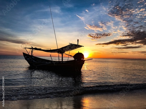 Fishing boat at the beach pattani, Thailand