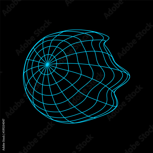 Geometric futuristic sphere shape, glowing protection 3D sphere, technology style HUD design element. Force field shield, digital security