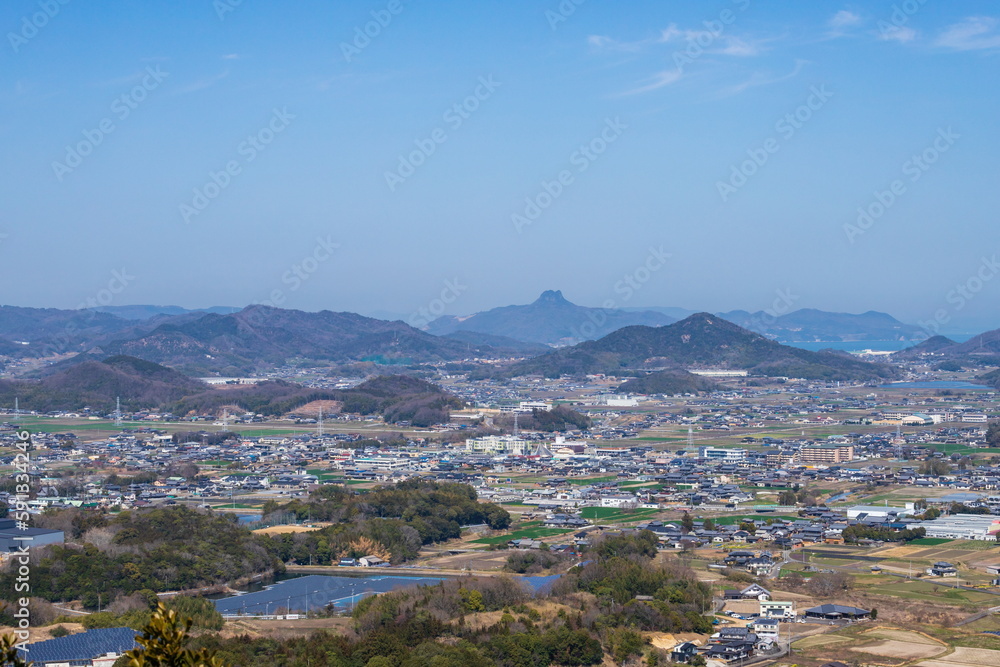 Landscape of sanuki city , view for Mt. goken from monnyu park , kagawa, shikoku, japan	