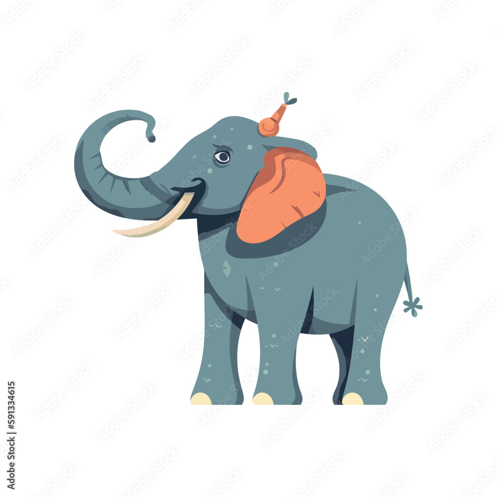Smiling cartoon elephant joyfully