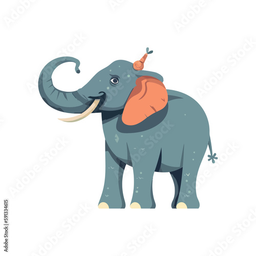 Smiling cartoon elephant joyfully