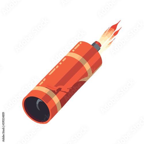 Explosive fuse burns on dynamite, danger