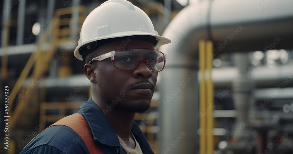Empowered worker in industry with vision of the future Empowered worker in industry with vision of the future