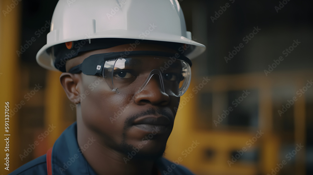 Empowered worker in industry with vision of the future Empowered worker in industry with vision of the future