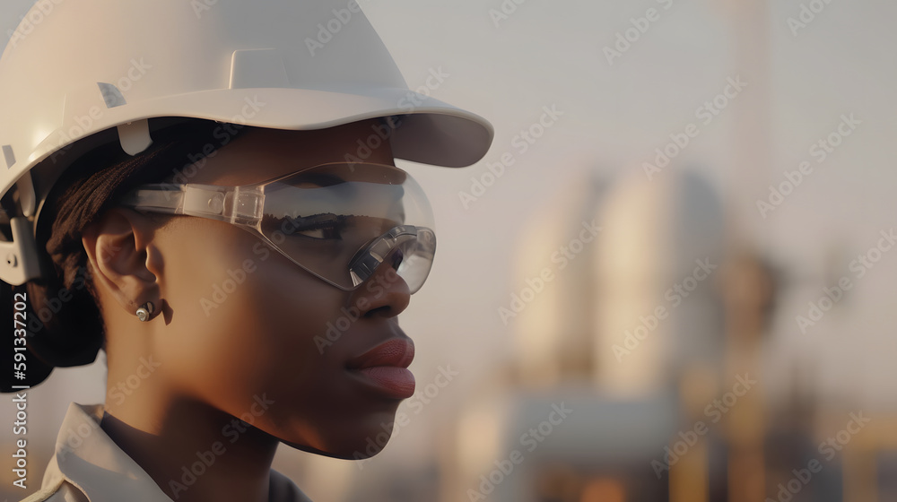 Empowered worker in industry with vision of the future Empowered worker in industry with vision of the future