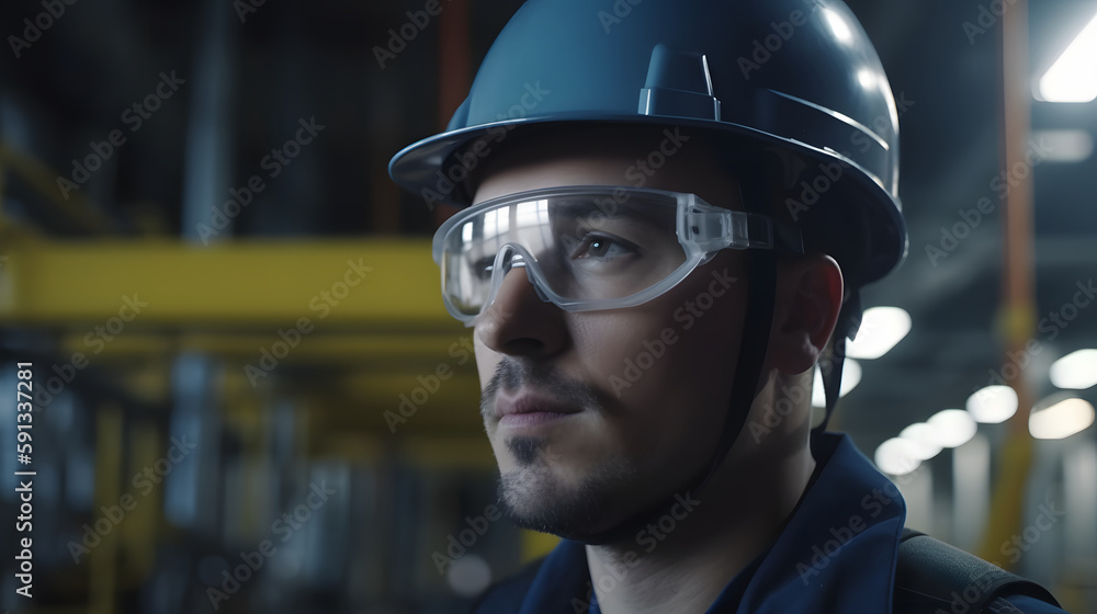 Empowered worker in industry with vision of the future Empowered worker in industry with vision of the future