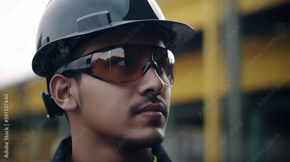 Empowered worker in industry with vision of the future Empowered worker in industry with vision of the future