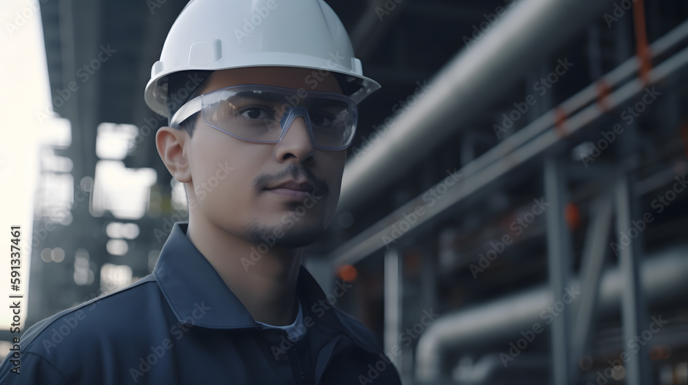 Empowered worker in industry with vision of the future Empowered worker in industry with vision of the future