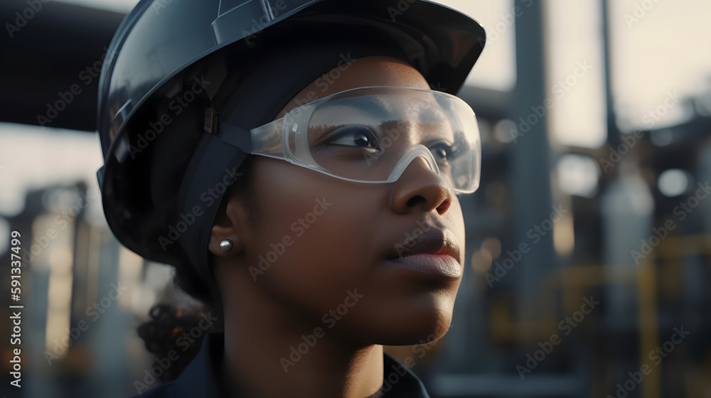 Empowered worker in industry with vision of the future Empowered worker in industry with vision of the future