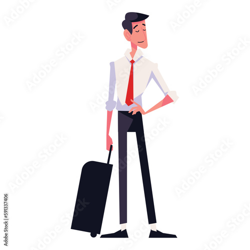 Businessman walking confidently, holding briefcase