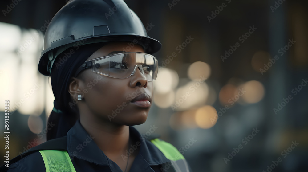 Empowered worker in industry with vision of the future Empowered worker in industry with vision of the future