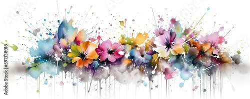 Spring Flower Splash Art Background Generative AI © Elka