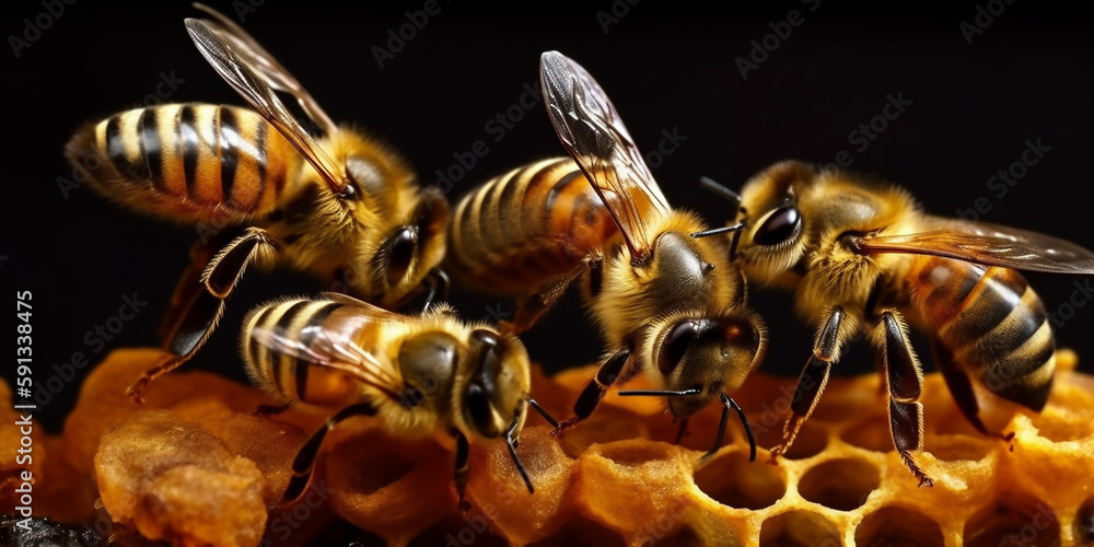 Busy Bees Building Their Honeycomb with Precision and Skill. - generative ai Busy Bees Building Their Honeycomb with Precision and Skill. - generative ai