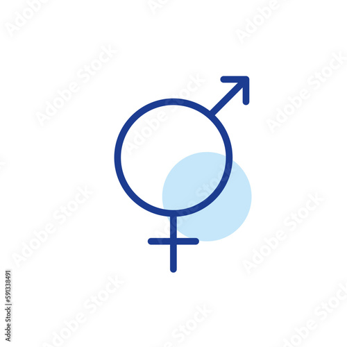 Intersex person symbol. Visual gender representation. Circle with cross and arrow. Pixel perfect, editable stroke icon