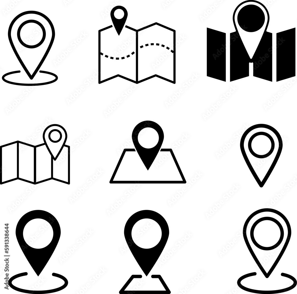 Map pointer icon, GPS icon set symbol on white background..eps Map pointer icon, GPS icon set symbol on white background..eps