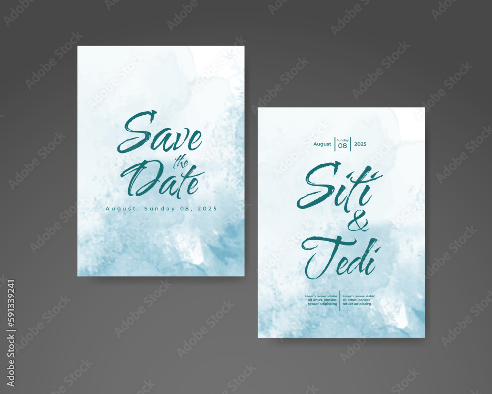Wedding invitation with abstract watercolor background