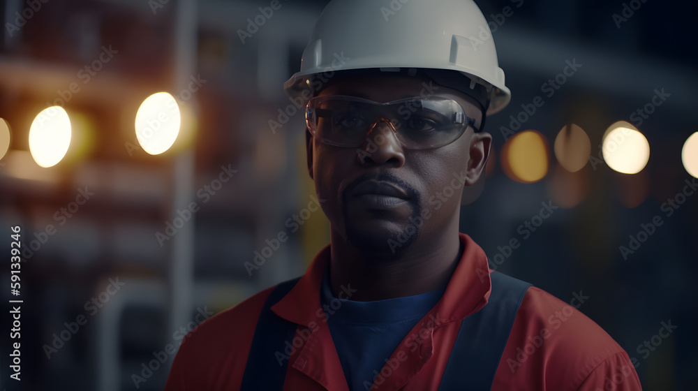 Empowered worker in industry with vision of the future Empowered worker in industry with vision of the future