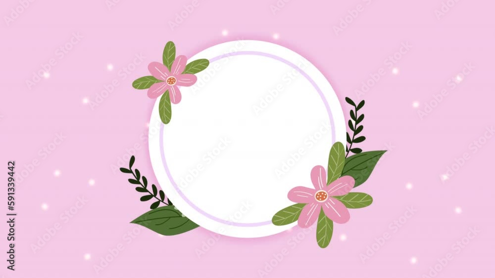 pink flowers in circular frame animation pink flowers in circular frame animation