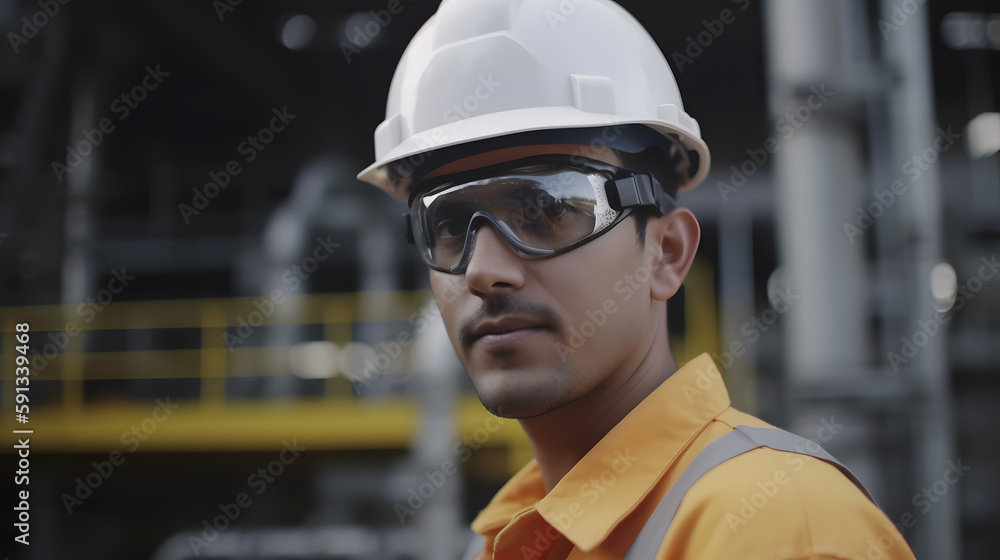 Empowered worker in industry with vision of the future Empowered worker in industry with vision of the future