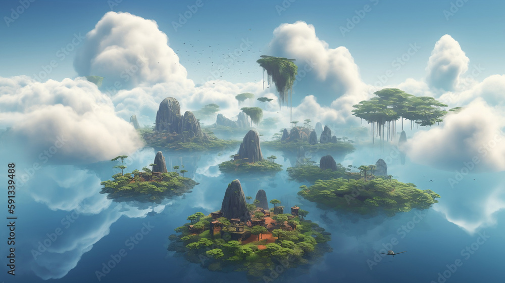 A sky full of floating islands: Imagine a world where islands float in 