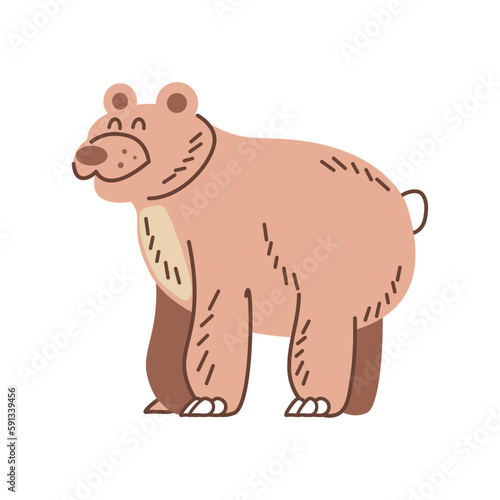 Cute cartoon bear icon standing on flat background © djvstock