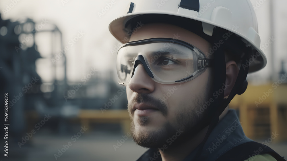 Empowered worker in industry with vision of the future Empowered worker in industry with vision of the future