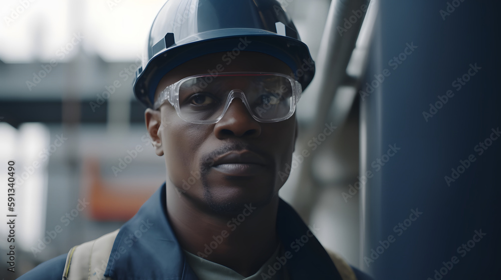 Empowered worker in industry with vision of the future Empowered worker in industry with vision of the future