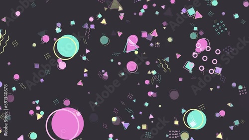 ポップでキュートなグラフィックのアブストラクト背景　ループ　グレー　ゆっくり