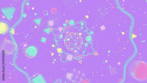 ポップでキュートなグラフィックのアブストラクト背景　ループ　ライトパープル　スピード感のあるワープ