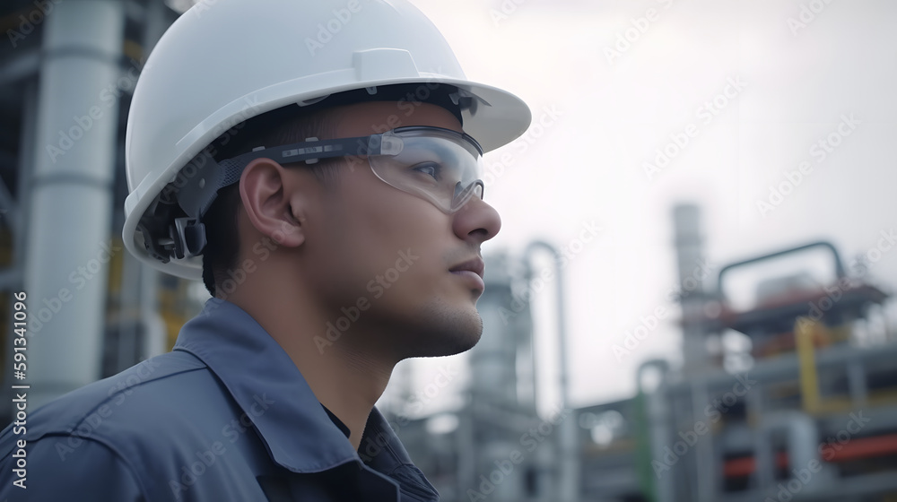 Empowered worker in industry with vision of the future Empowered worker in industry with vision of the future