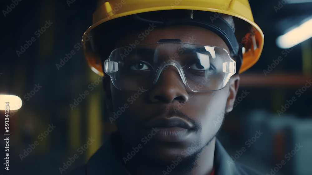 Empowered worker in industry with vision of the future Empowered worker in industry with vision of the future