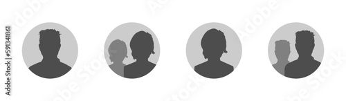  Male and female head graphic silhouette set