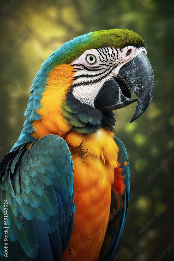 Obraz premium beautiful macaw enjoying spring.