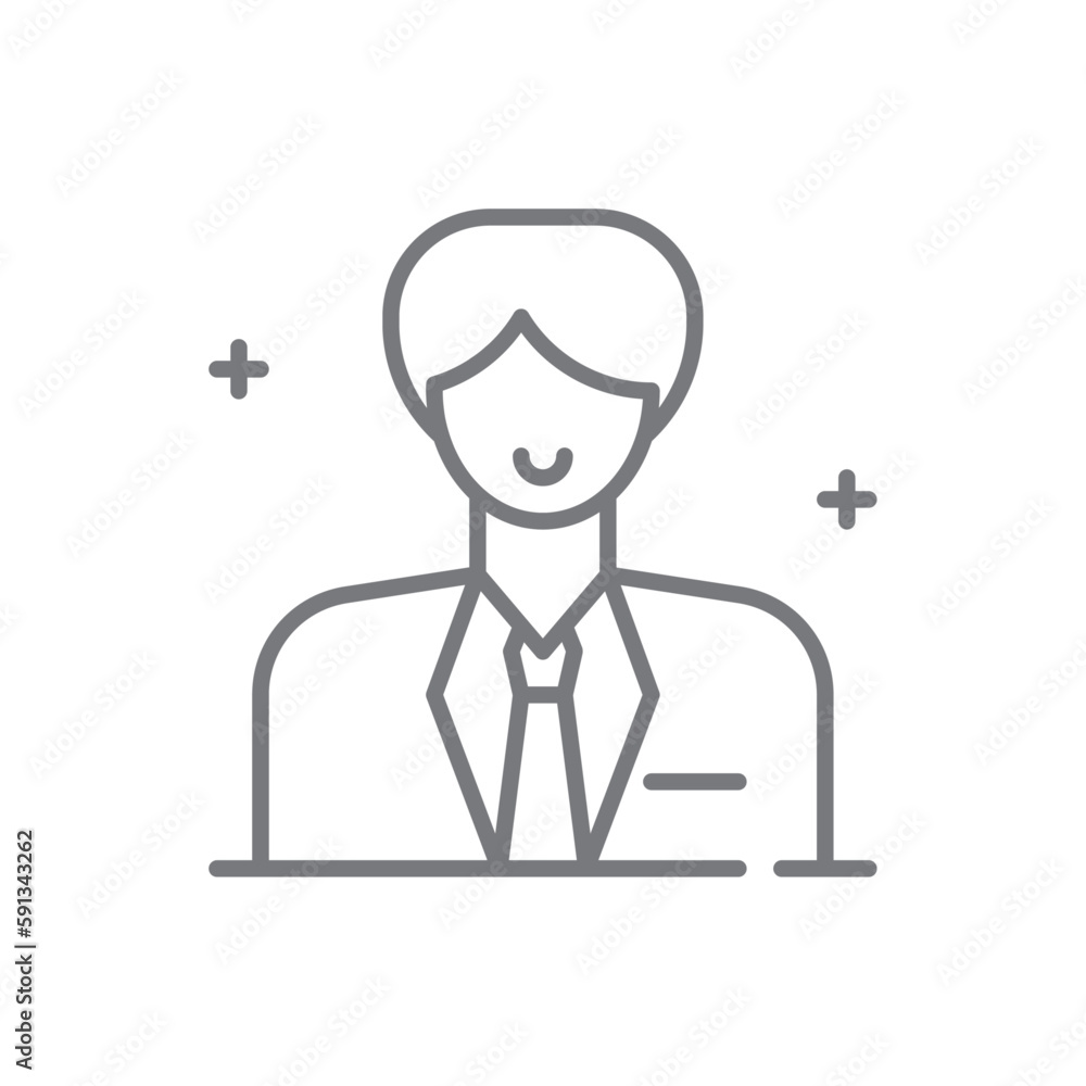 Businessman Business and office icon with black outline style. people, manager, human, person, meeting, job, leader. Vector illustration