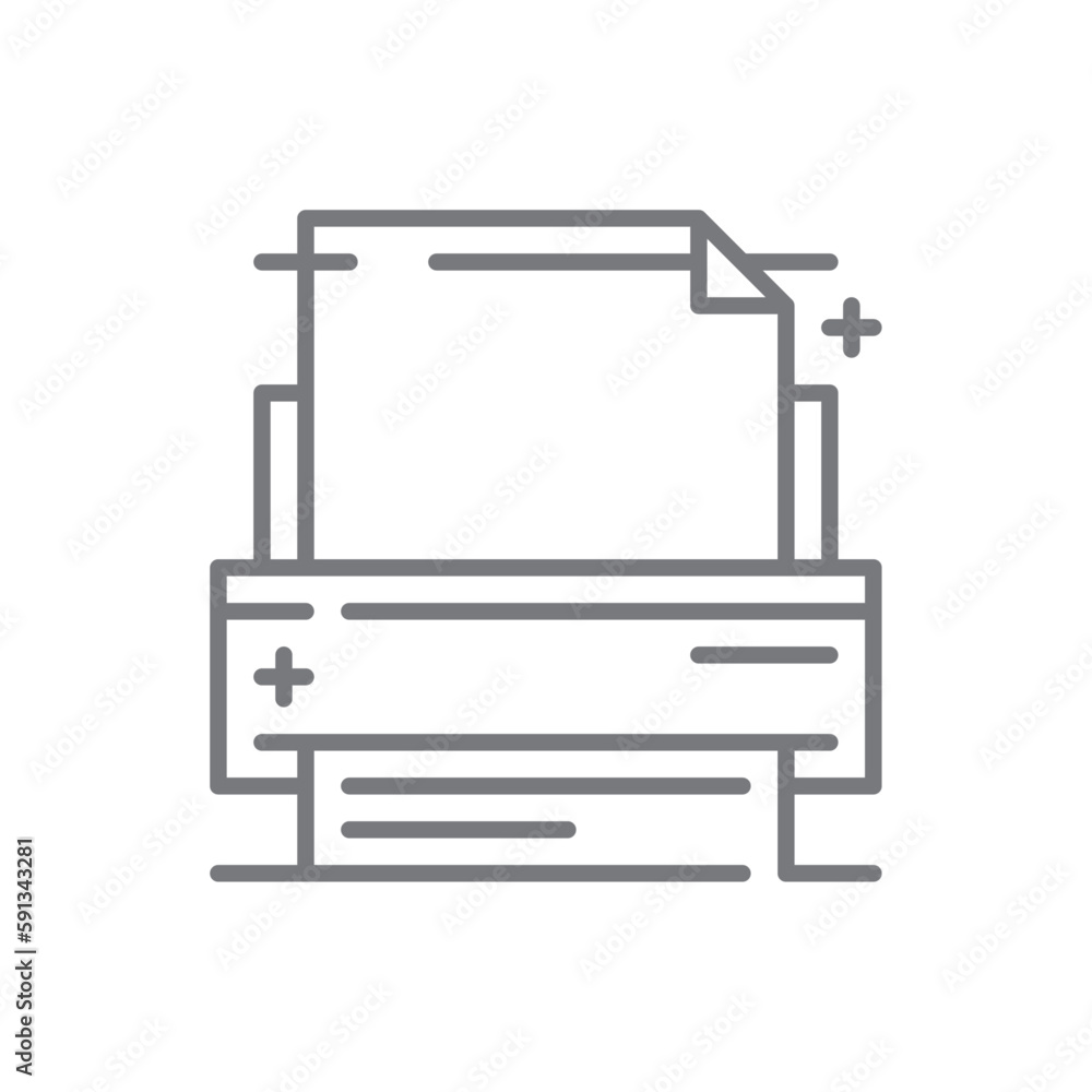 Fax or Print Business and office icon with black outline style. machine, page, modern, computer, digital, text, press. Vector illustration Fax or Print Business and office icon with black outline style. machine, page, modern, computer, digital, text, press. Vector illustration