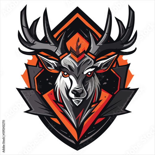 Wallpaper Mural Deer emblem logo. Deer head colored print Torontodigital.ca