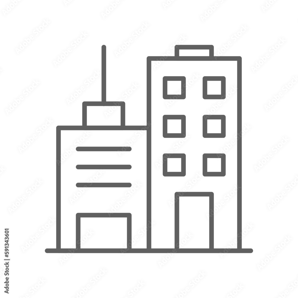Office Business and office icon with black outline style. management, home, design, job, house, organization, partnership. Vector illustration Office Business and office icon with black outline style. management, home, design, job, house, organization, partnership. Vector illustration