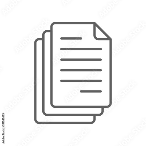 Paper Business and office icon with black outline style. document, page, sheet, write, message, blank, form. Vector illustration