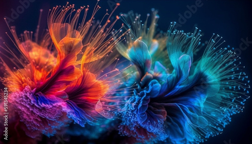Fantasy fish swims amidst vibrant illuminated nature generated by AI © Jeronimo Ramos