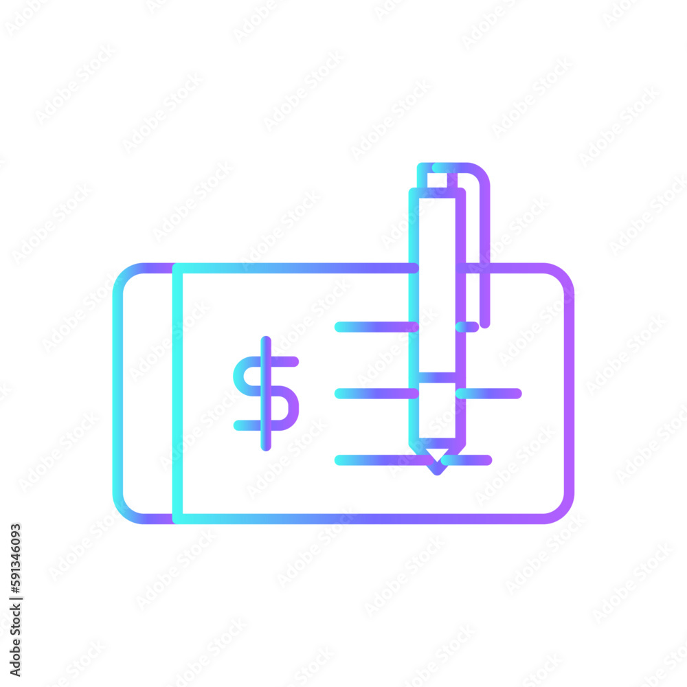 Checkbook Finance icon with blue duotone style. check, paper, pen, cheque, accounting, document, account. Vector illustration Checkbook Finance icon with blue duotone style. check, paper, pen, cheque, accounting, document, account. Vector illustration