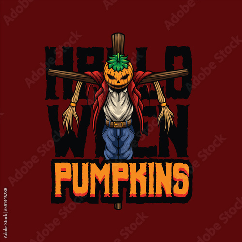 Vector illustration of halloween scarecrow