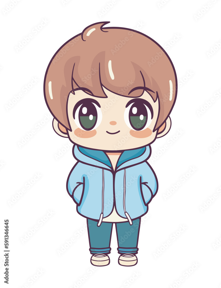 cute boy standing kawaii