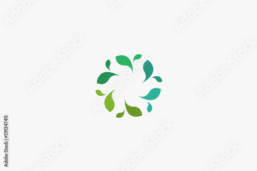 Illustration vector graphic of green nature leaves in circle. Good for logo